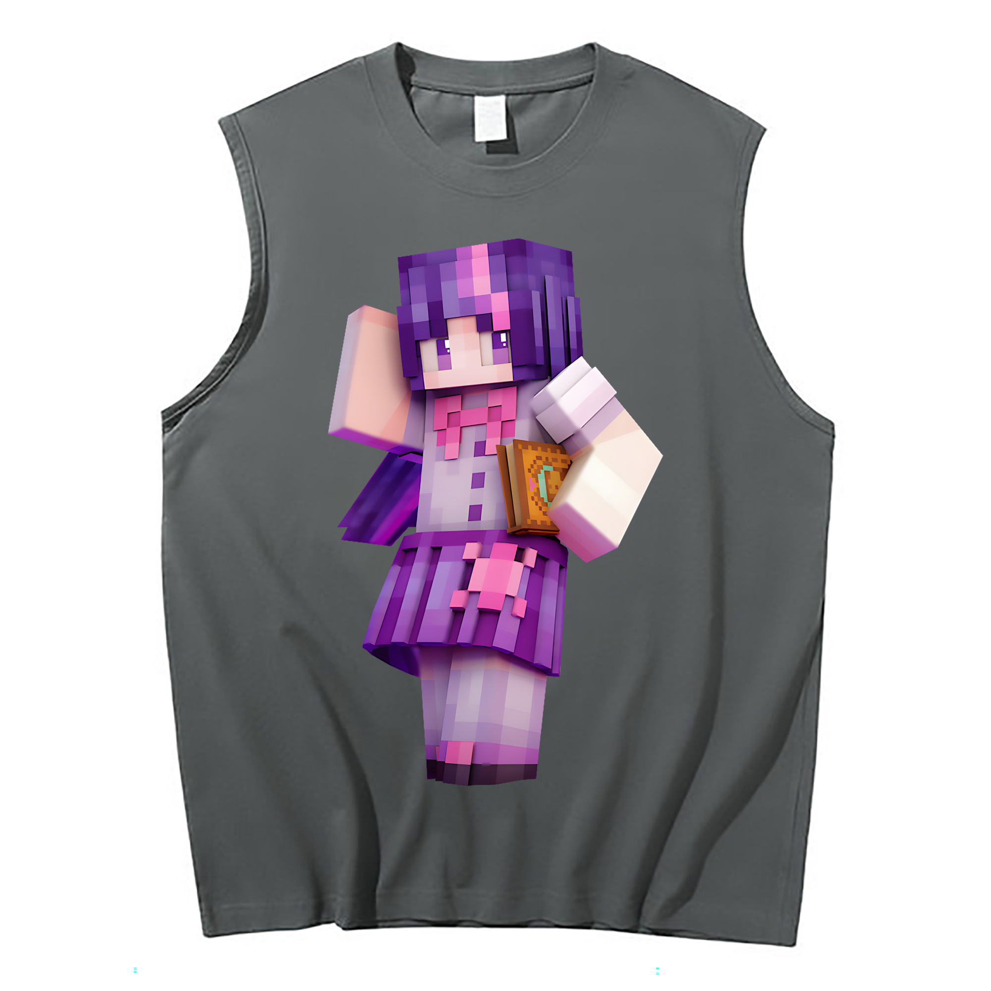 （画像用） マインクラフト ブロックの世界 Minecraft MC Block world コットン100％タンクトップ（フロントプリント）